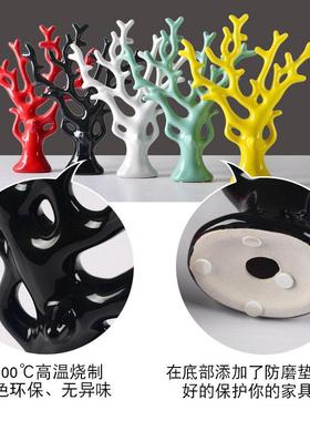 现代家居装饰品创意陶瓷摆件发财树客厅电视柜玄关酒柜软装饰摆设