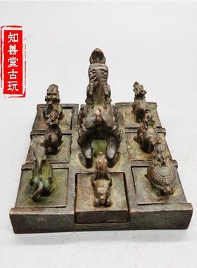 古玩杂项彷古老铜器十二生肖九龙至尊印章摆件老物件收藏铜器篆印