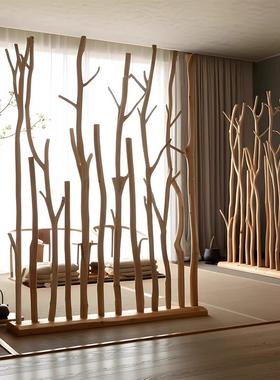 天然实木干树枝隔断装饰民宿屏风摆件幼儿园环创素材造景布置道具