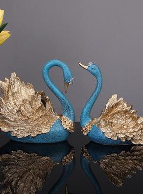 现代轻奢风天鹅摆件北欧家居客厅电视酒柜小装饰品工艺礼品摆饰结