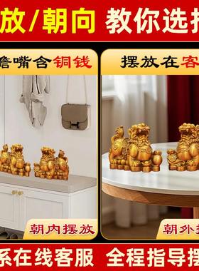黄铜貔貅摆件一对公母客厅玄关公司前台店铺开业礼品办公室装饰品