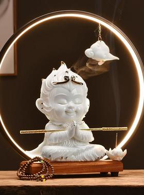 孙悟空大摆件陶瓷美猴王猴子家居装饰品齐天大圣倒流香炉灯饰摆设