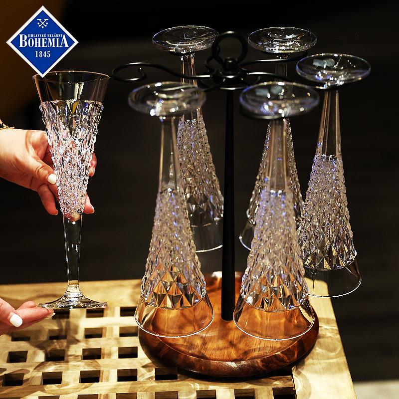 捷克进口BOHEMIA水晶玻璃高档香槟杯高脚红酒杯甜酒气泡杯子套装 - 图1