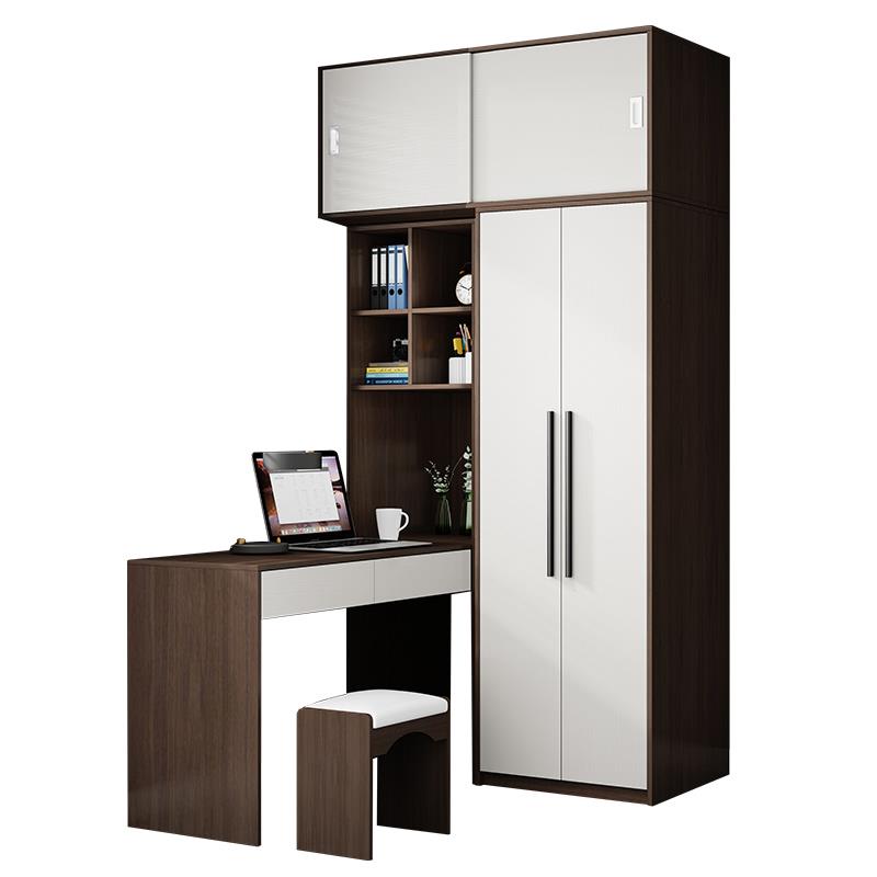 简约北欧小户型儿童房连体书桌柜 学生写字台L型转角电脑桌衣柜 - 图3