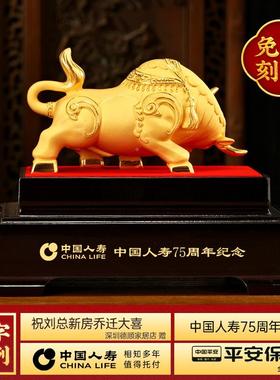鸿运金牛绒沙摆件牛生装肖牛老势板办公室酒柜饰送领金导高BJ-202