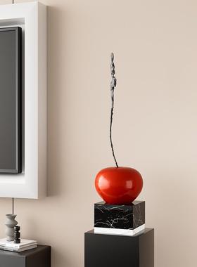 创意桃大装术入饰品艺高樱端雕塑客厅口SIV电视柜落地装饰家居