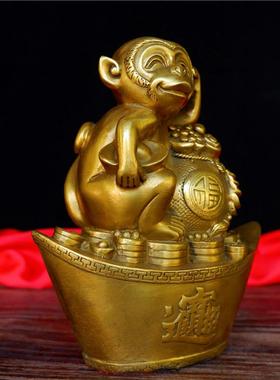 纯鼠铜十二生肖虎猴牛龙蛇马兔羊ZGY鸡狗猪摆件 元宝猴家居创意摆