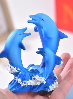 海洋馆海豚宝宝创意摆件蓝色可爱海豚顶球桌面陈列男孩女孩礼物
