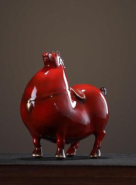 汉鸿 创意招财摆件唐马办公室客厅书房桌面装饰摆设品家居工艺礼