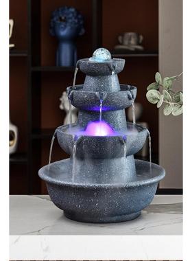 流水喷泉桌面摆件循环风水球轮鱼缸假山家居装饰礼品招财乔迁开业