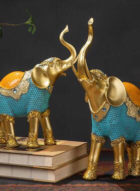 东南亚泰式树脂大象家居装饰工艺品摆件客厅办公室桌电视柜摆设