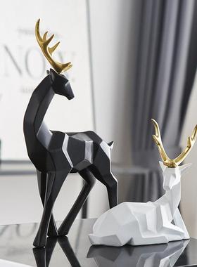 北欧轻奢鹿摆件一对电视柜酒柜办公室桌面装饰品客厅玄关家居摆设