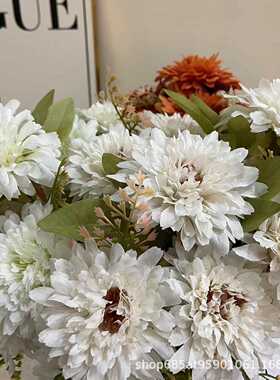 9头非洲菊 仿真花假花把束绢花家居装饰客厅田园插花花瓶摆件路引