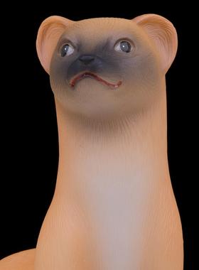 康盛汉白玉黄鼠狼神像黄家真身聚宝盆胡黄常蟒居家供奉常用摆件