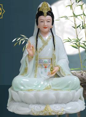 观音菩萨佛像汉白玉坐莲南海观世音菩萨送子观音娘娘家用供奉摆件