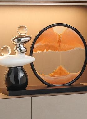 旺事业运装饰品家居客厅酒柜玄关高级感办公室时来运转流沙画 画