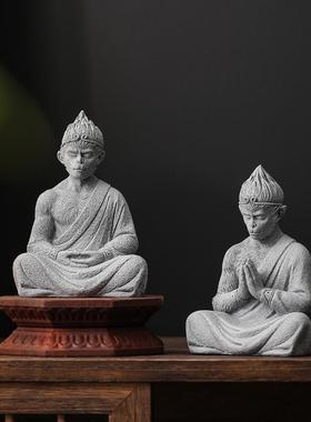 青砂石齐天大圣大胜归来孙悟空鱼缸水族造景茶玩茶宠桌面装饰摆饰