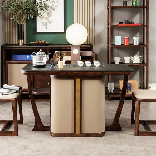 阳台茶桌椅组合轻奢极简功夫泡茶桌实木书房办公室茶室家用小茶台 - 图0