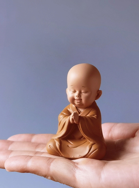 佛系禅意小和尚摆件迷你慧能古风茶D几办公桌装饰品一禅趣日式沙