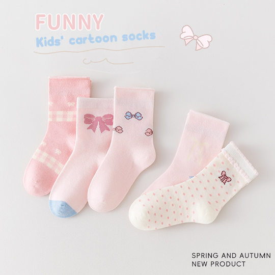 儿童袜子女童纯棉a类春秋款女童袜子男童棉袜婴儿宝宝秋冬中筒袜