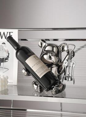 轻奢暴力熊酒架酒托摆件家居客厅酒柜餐边装饰品创意桌面玄关摆设