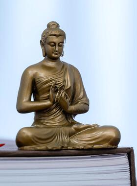 简修行三宝佛摆件释迦牟尼佛像家用供奉铜像释迦摩尼佛如来佛坐像