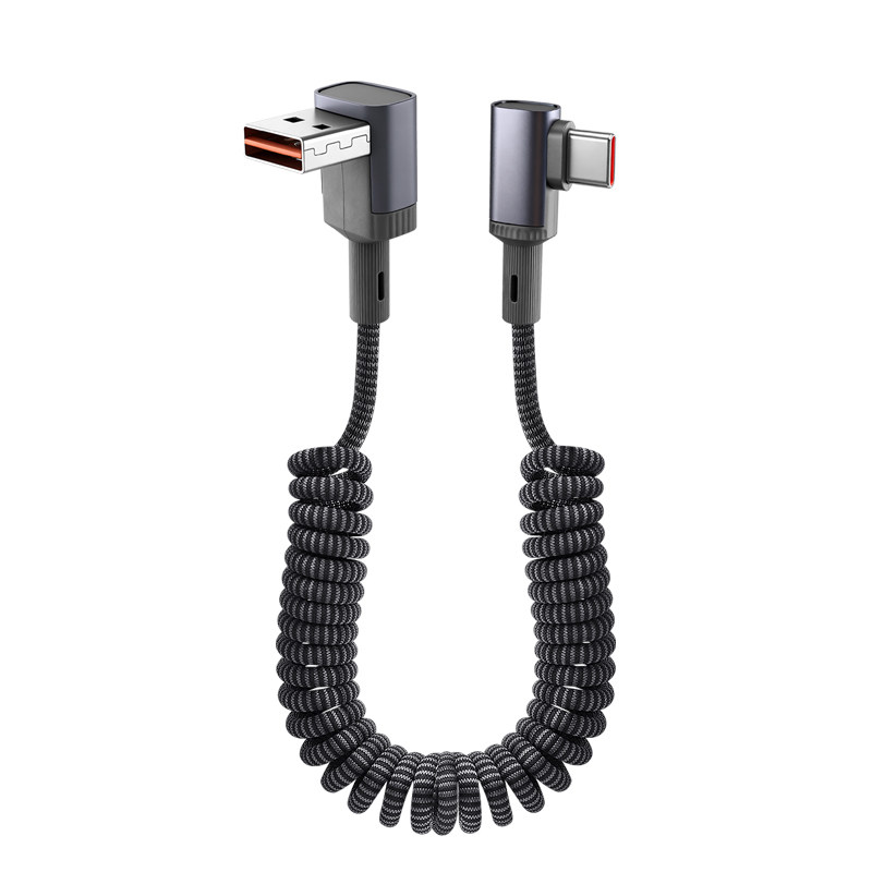 pTouD适用66W超级快充数据线适用苹果17air华为荣耀弹簧伸缩充电线弯头编织车载typec摩托车USB充电器手机线,淘宝优惠券,粉丝福利购,淘宝优惠卷