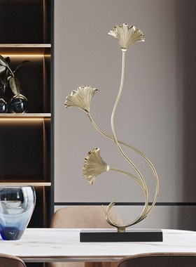轻奢玄关摆件入户黄铜银杏叶装饰品客H厅餐厅节节高升乔迁新居礼