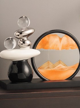 客厅电视柜酒柜高档轻奢时来运转流沙画摆件高级家居X装饰品办公