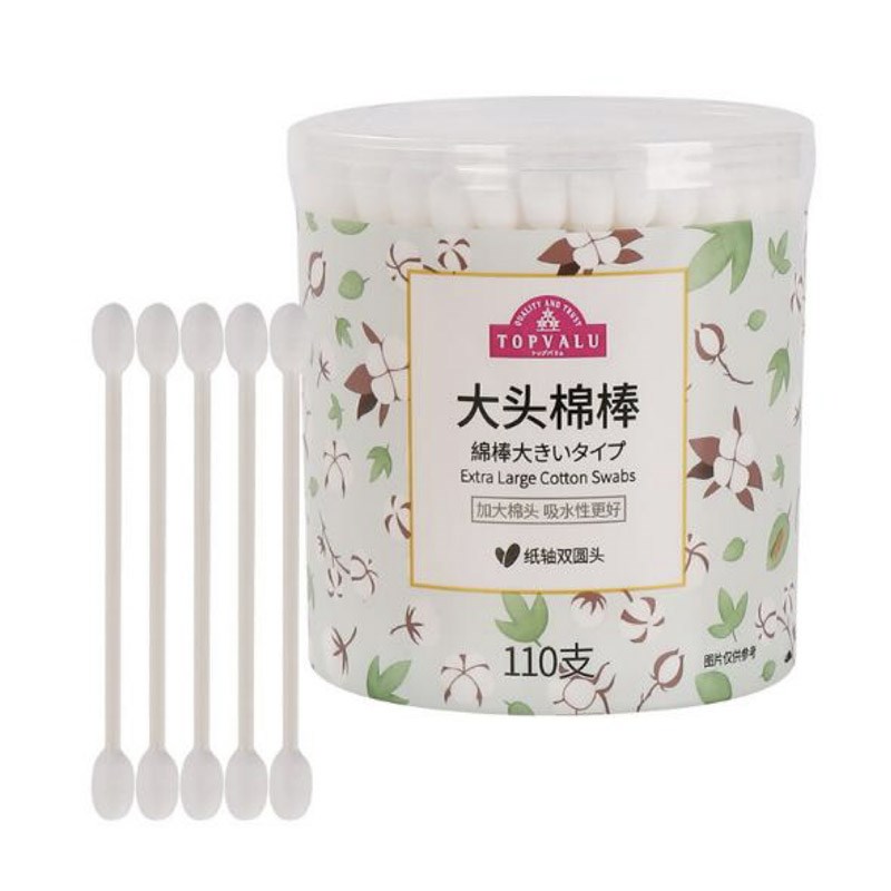 3件包邮 大头棉k棒110支吸水浴用纸轴棉签盒装白色棉花棒特慧优