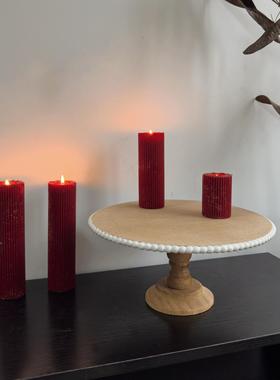 侘寂风木质装饰置物架家用法式复古蛋糕架面包托盘民宿玄关果盘