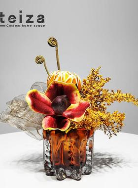 Oteiza现代简约酒店蝴蝶兰花艺摆件样板间售楼处玻璃花器插花装饰