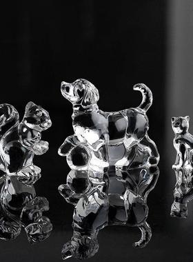 捷克进口水晶玻璃动物小摆件北欧轻奢家居创意装饰品兔年礼物客厅