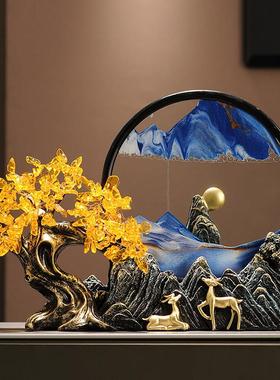 发财树流沙画 画摆件沙漏解压新中式客厅办公室玄关装饰品乔迁礼