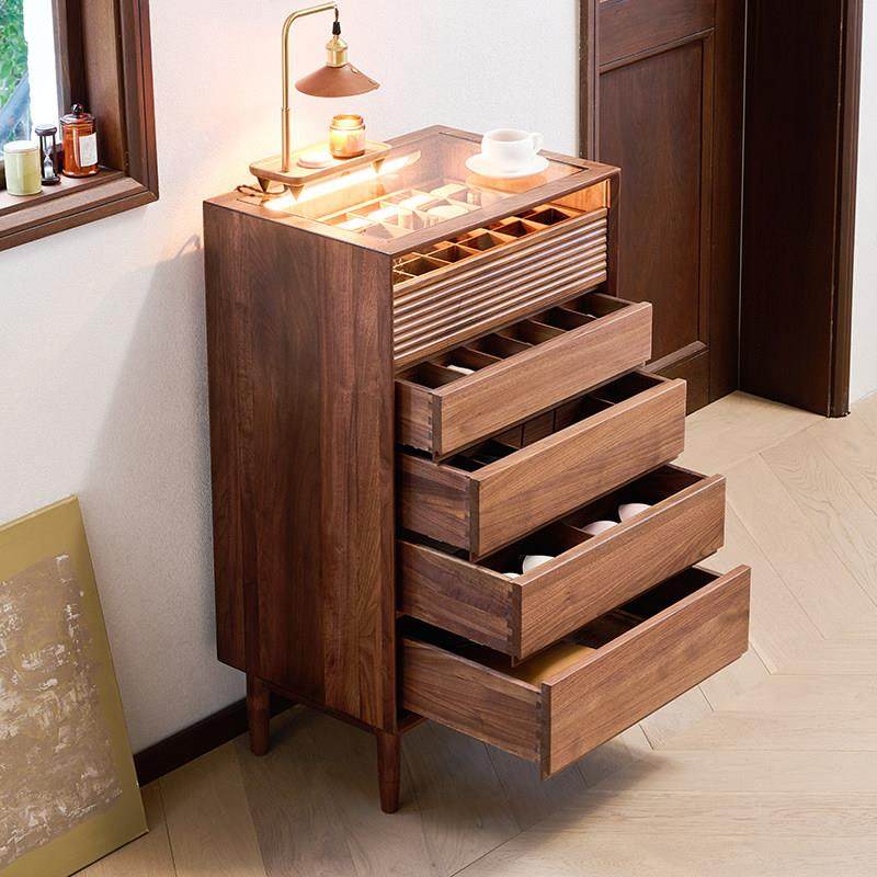 北美黑胡桃木五斗柜卧室实木收纳柜抽屉柜首饰柜子客厅立柜储物柜,淘宝优惠券,粉丝福利购,淘宝优惠卷