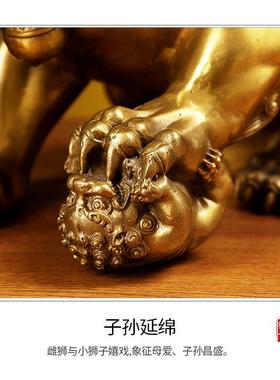 黄铜狮子摆件一对大号铜狮子北京狮宫门狮家居客厅店铺礼品装饰品