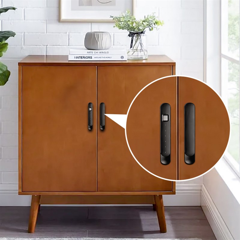 金属把手抽屉指纹锁家用家俱办公桌密码智能衣柜文件储物整体橱柜 - 图1