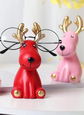 创意眼镜支架摆件眼镜店展示架道具装饰可爱鹿桌面眼镜放置收纳架