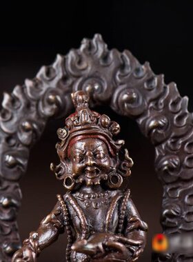 尼泊尔室内用品铜手工家用小铜像紫铜《黑财神》 随身铜像