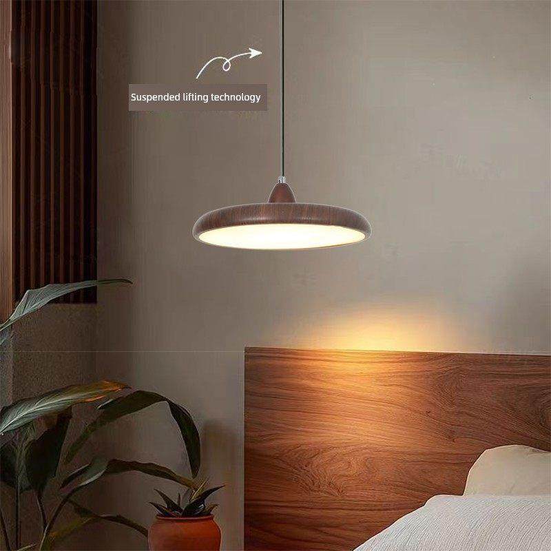 木纹卧室床头书房可调吊灯古色古香胡桃色飞碟餐厅酒吧工作台吊灯,淘宝优惠券,粉丝福利购,淘宝优惠卷