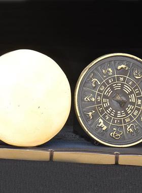 圆形黄铜八卦镜梅花铜镜四神兽十二生肖好合双龙戏珠挂件