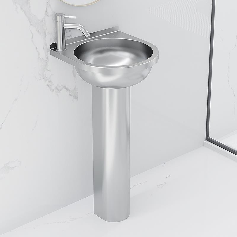 304不锈钢简易立柱洗手盆一体式小户型家用阳台卫生间洗脸盆台盆 - 图2