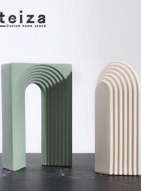 Oteiza现代简约抽象陶瓷摆件样板间售楼处客厅书房家居装饰品摆设