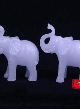 彷白玉大象摆件一对招财吸水象风水工艺品客厅电视柜装饰家居摆设