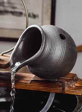 中式瓷鱼循环小号缸自制喷泉出水口装饰摆件流水器配件陶假山陶罐