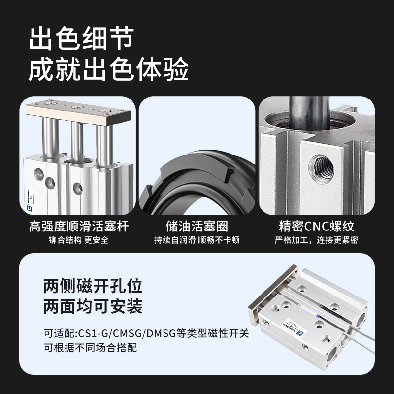 长深亚德客型TCM三轴三杆薄型气缸TCM12/16/20/32/40-10X20X50XS,淘宝优惠券,粉丝福利购,淘宝优惠卷
