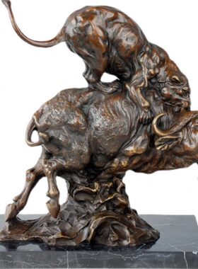 办公室24食1动物雕猎铜饰品桌面摆件酒店客厅家居AL工艺专业包邮