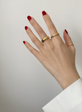 洗手不用摘戒指clic金色素圈夸张欧美钨钢细指环is潮复古冷淡风