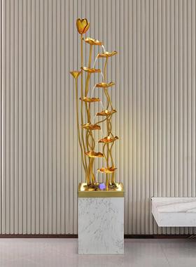 北欧现代轻奢角落循环流水景观电视柜旁喷泉落地客厅玄关创意摆件