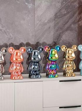 【宠粉专属】28cm高档爱心熊摆件存钱罐电镀陶瓷酒柜电视柜轻奢